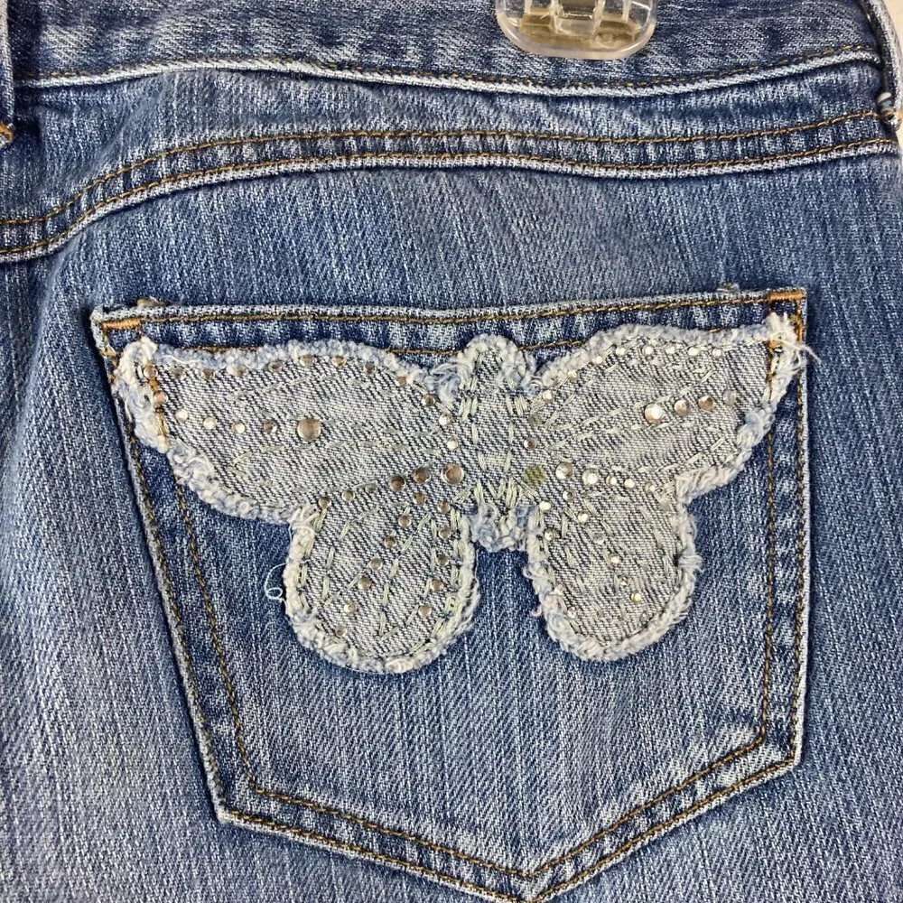 Girls Limited Too‎ Super Low Butterfly Boot Cut Cotton Jeans 16.5
